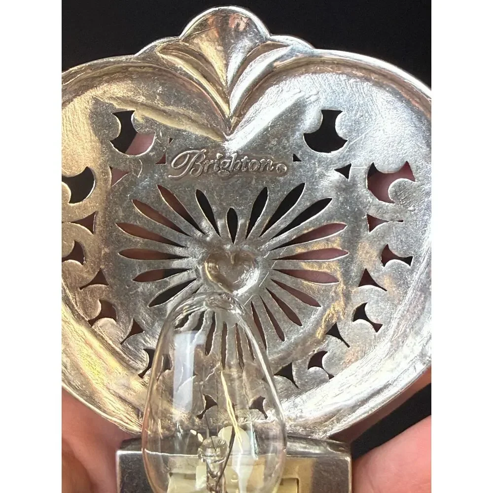 Brighton Heart Shape Nightlight Silver Plated Retired With Box
